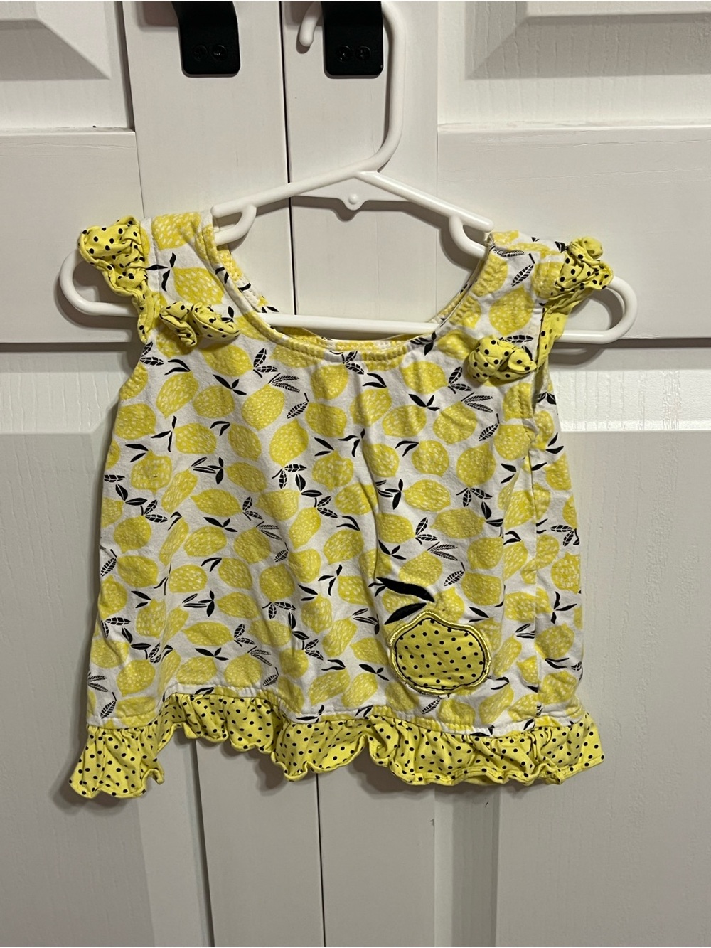Girls Yellow Lemon Print Ruffle Tank Top